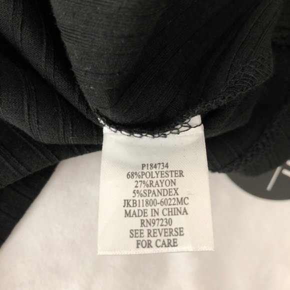 New Crave Fame Striped Rib Knit 3/4 Sleeve Tee Black Multi Juniors Size Medium - Picture 12 of 13